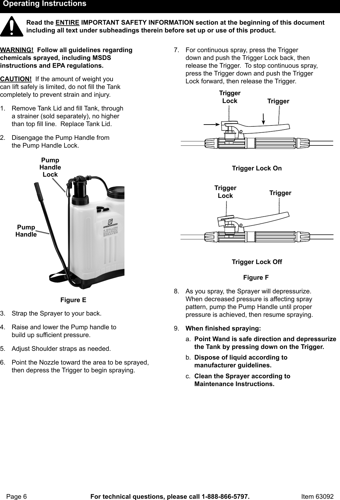 Page 6 of 12 - Manual For The 63092 4 Gal. Backpack Sprayer