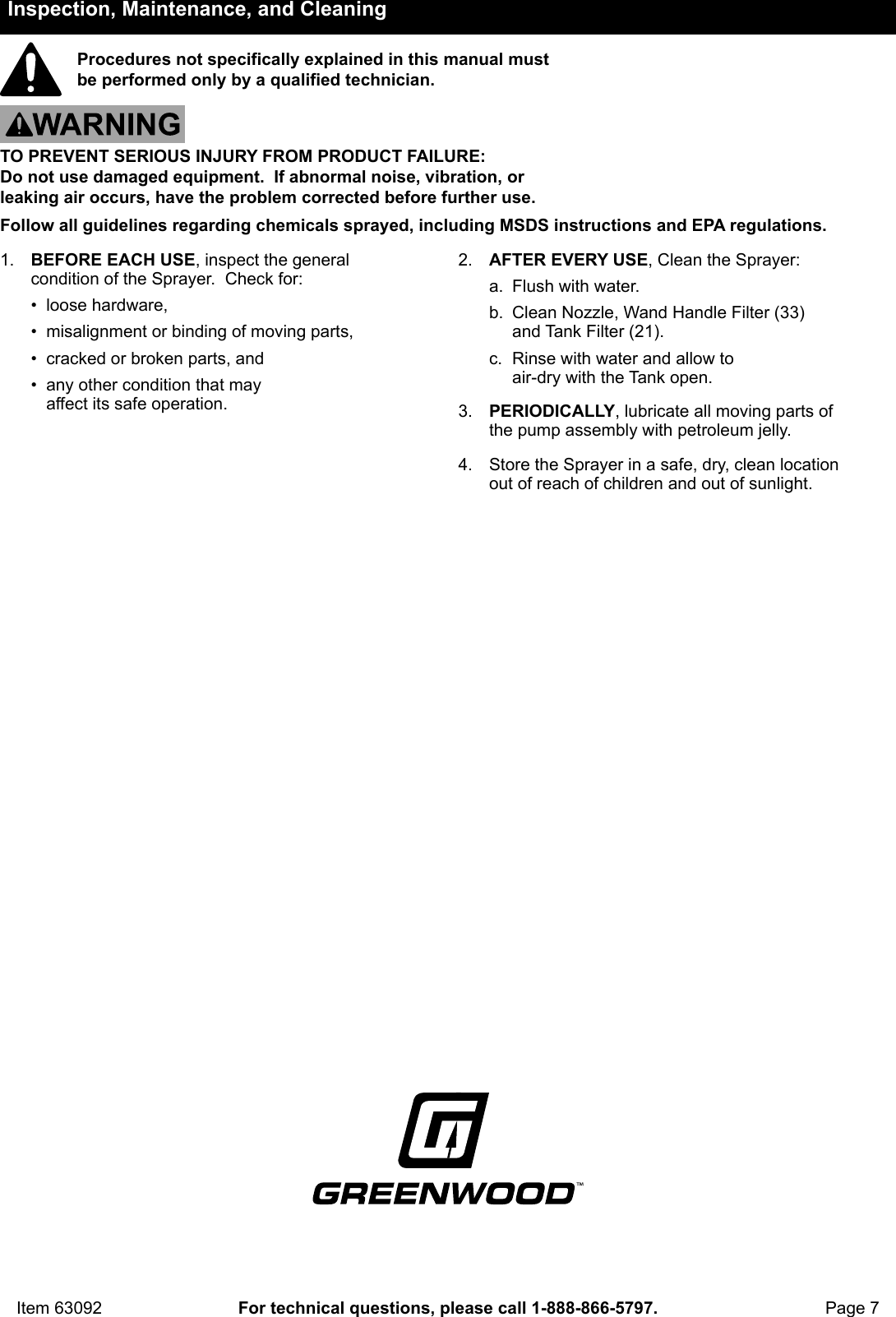 Page 7 of 12 - Manual For The 63092 4 Gal. Backpack Sprayer