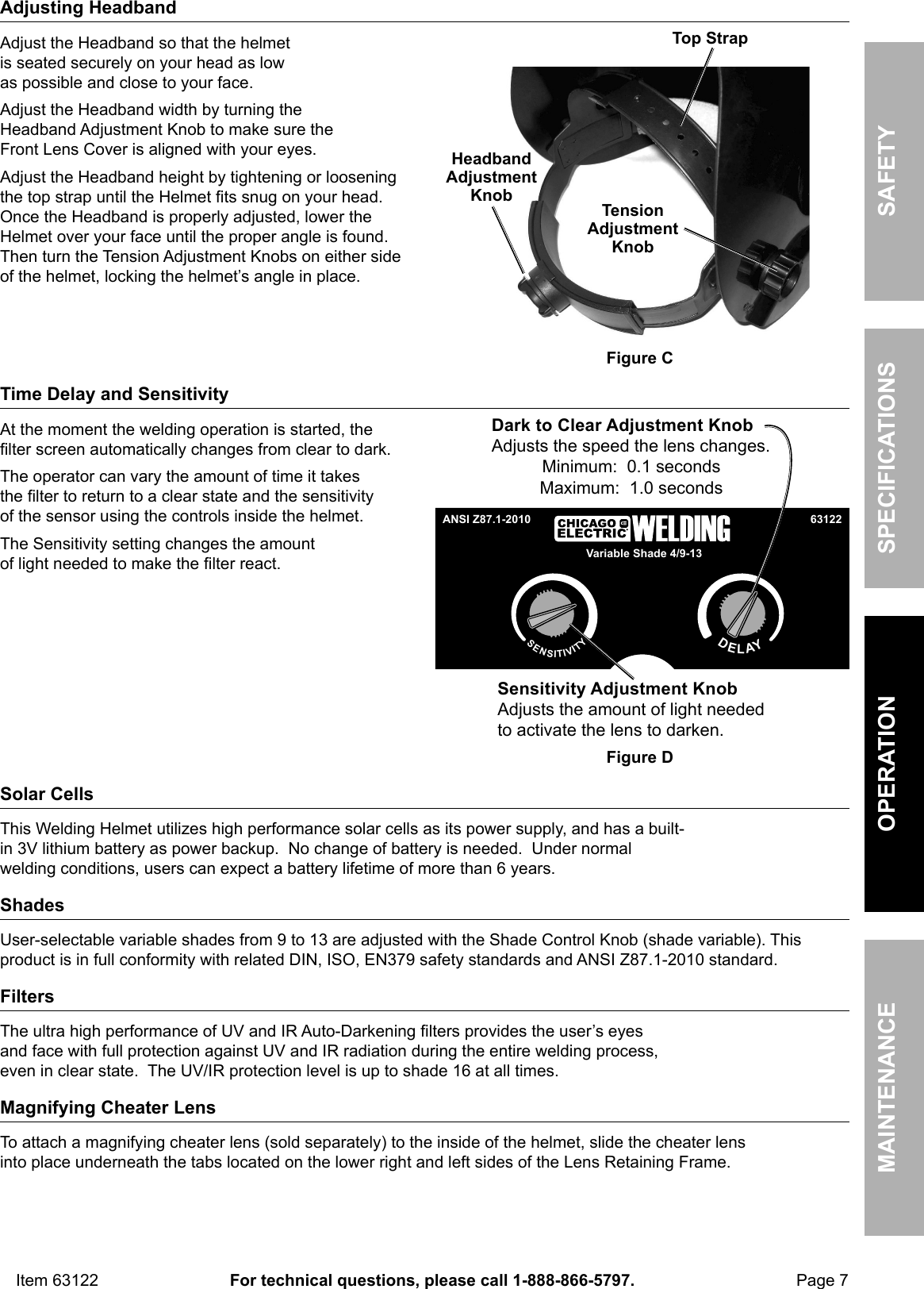 Page 7 of 12 - Manual For The 63122 Auto Darkening Welding Helmet With Blue Flame Design