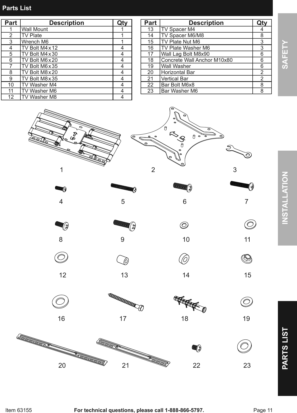 Page 11 of 12 - Manual For The 63155 37 In. To 80 Full-Motion TV Wall Mount