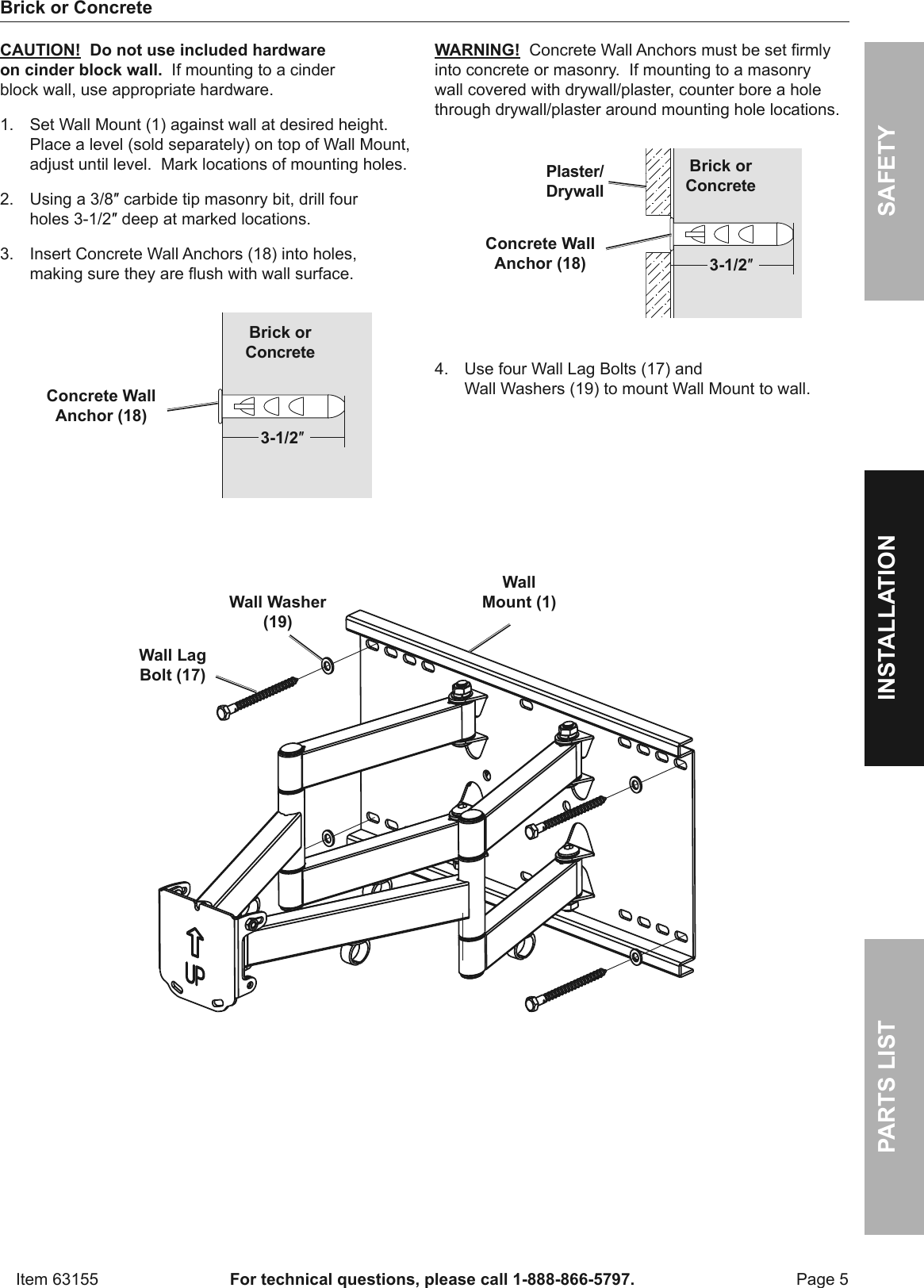 Page 5 of 12 - Manual For The 63155 37 In. To 80 Full-Motion TV Wall Mount