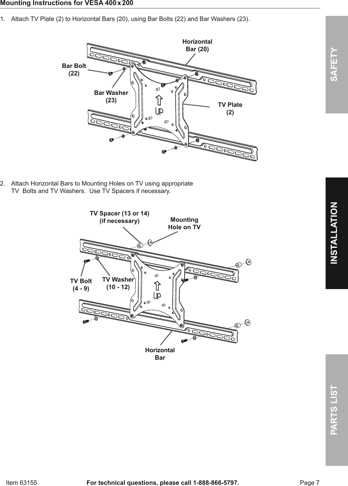 Page 7 of 12 - Manual For The 63155 37 In. To 80 Full-Motion TV Wall Mount