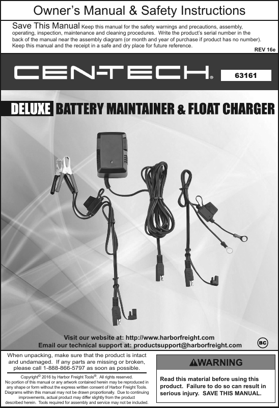 Performax Battery Charger And Maintainer Manual