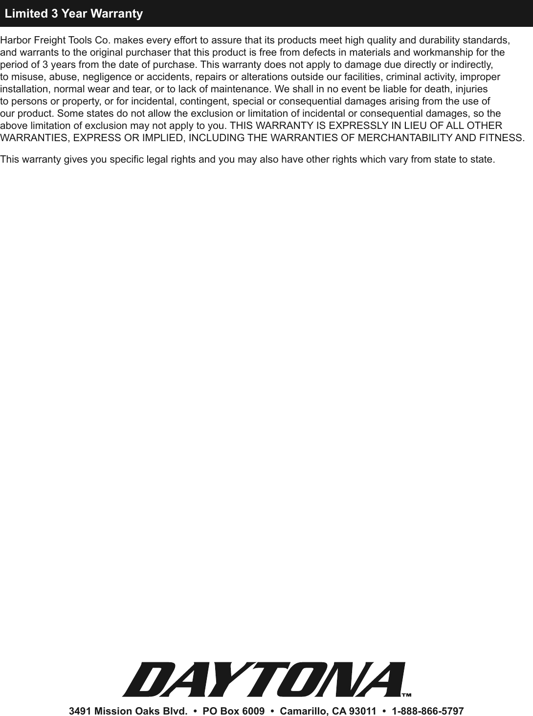 Page 12 of 12 - Manual For The 63183 3 Ton Daytona Professional Steel Floor Jack - Super Duty
