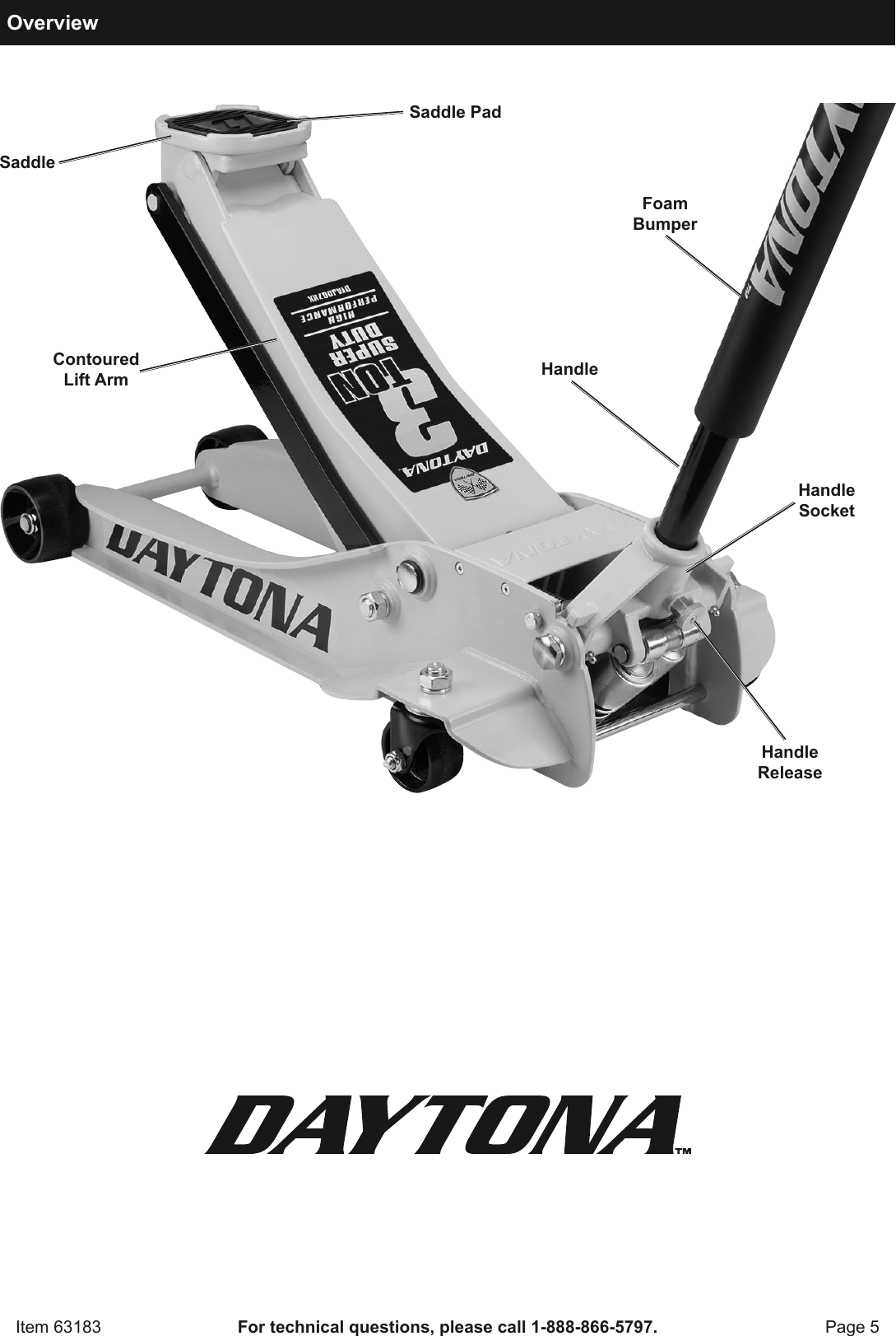 Manual For The 63183 3 Ton Daytona Professional Steel Floor Jack Super Duty