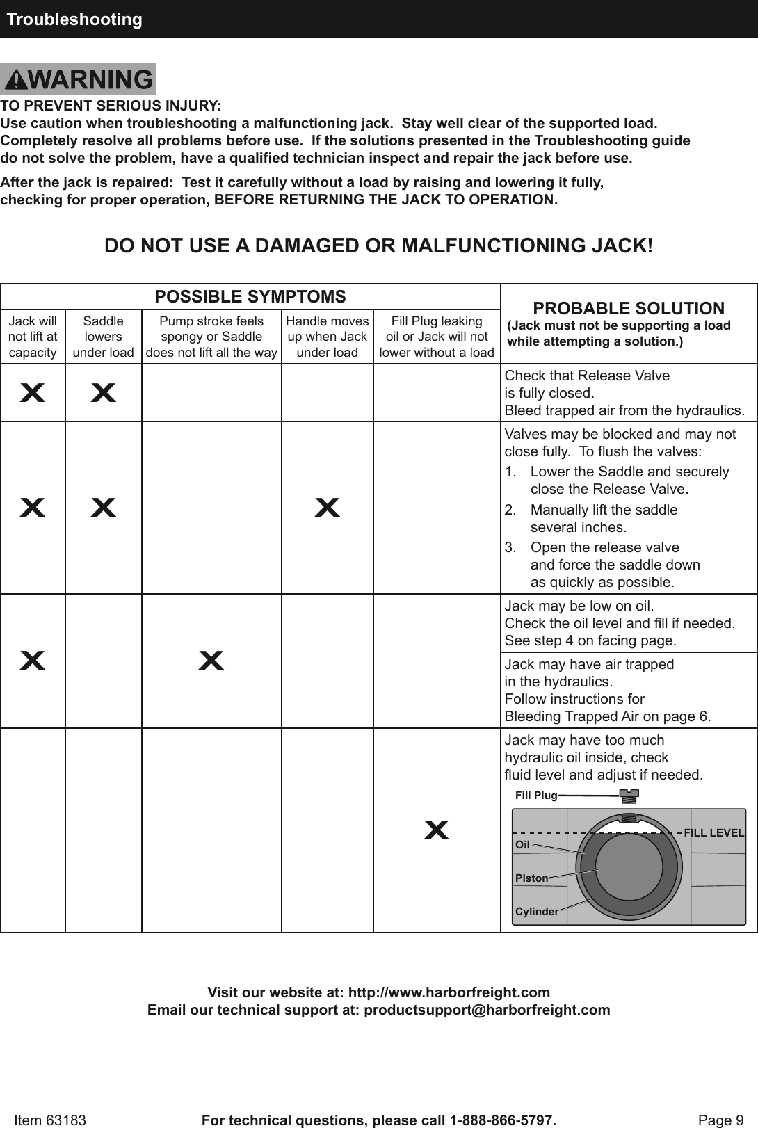 Page 9 of 12 - Manual For The 63183 3 Ton Daytona Professional Steel Floor Jack - Super Duty