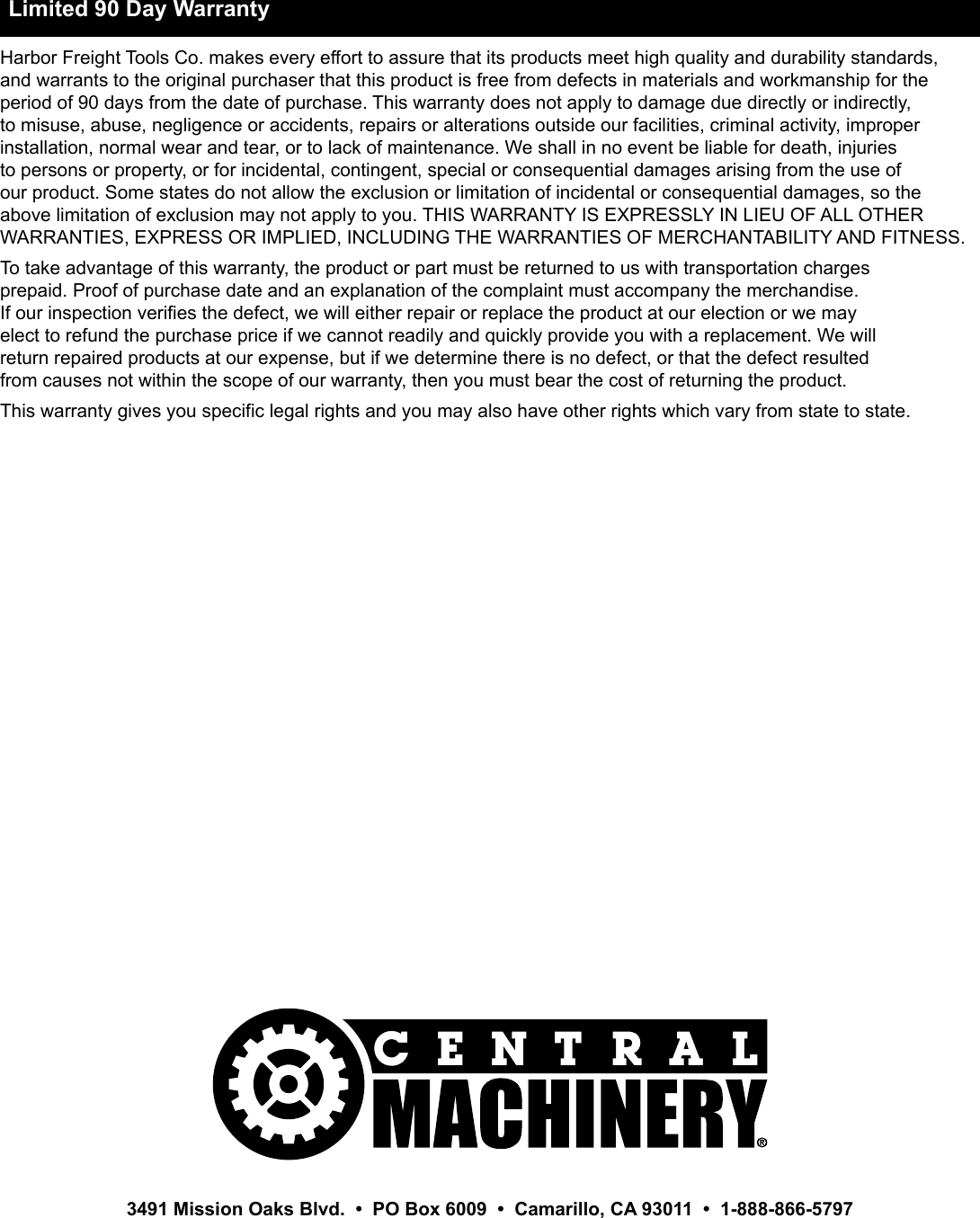 Manual For The 63256 2.5 Liter Ultrasonic Cleaner