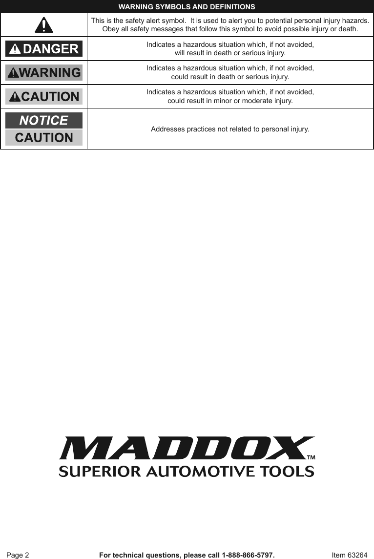 Page 2 of 8 - Manual For The 63264 Disc Brake Pad And Caliper Service Tool Kit 11 Pc