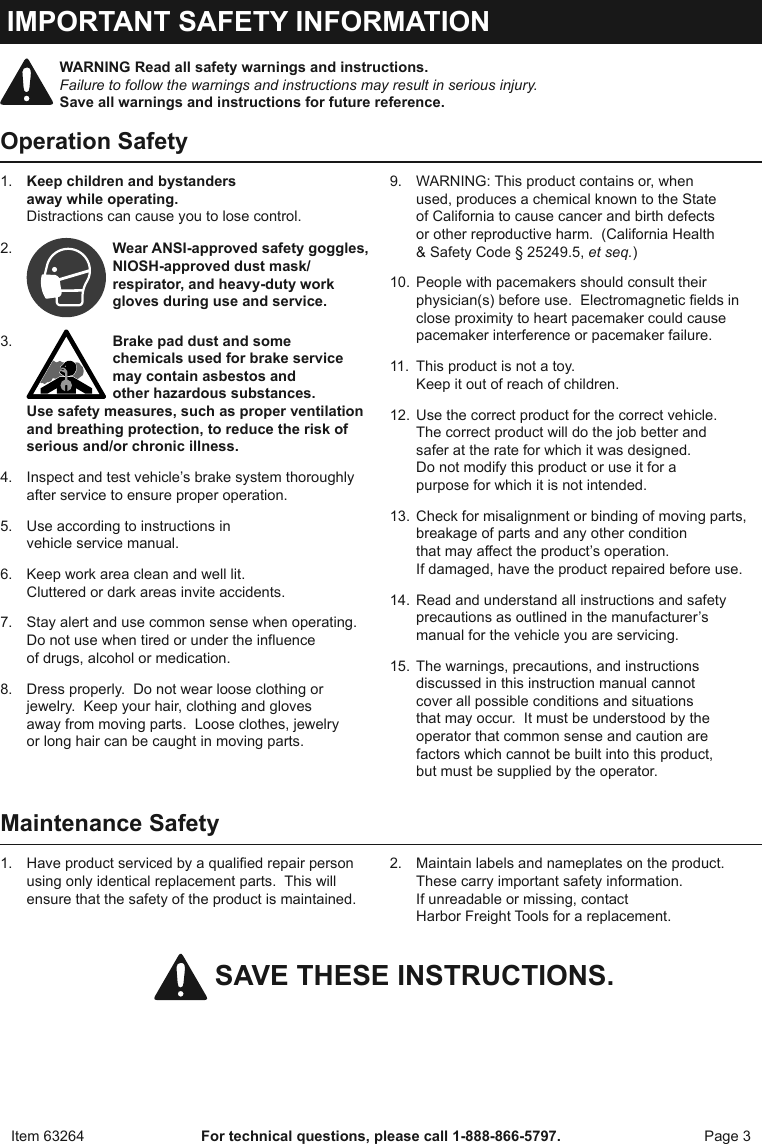 Page 3 of 8 - Manual For The 63264 Disc Brake Pad And Caliper Service Tool Kit 11 Pc
