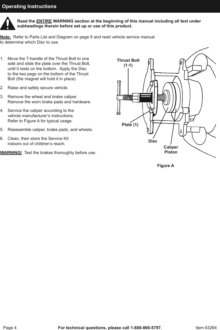 Page 4 of 8 - Manual For The 63264 Disc Brake Pad And Caliper Service Tool Kit 11 Pc