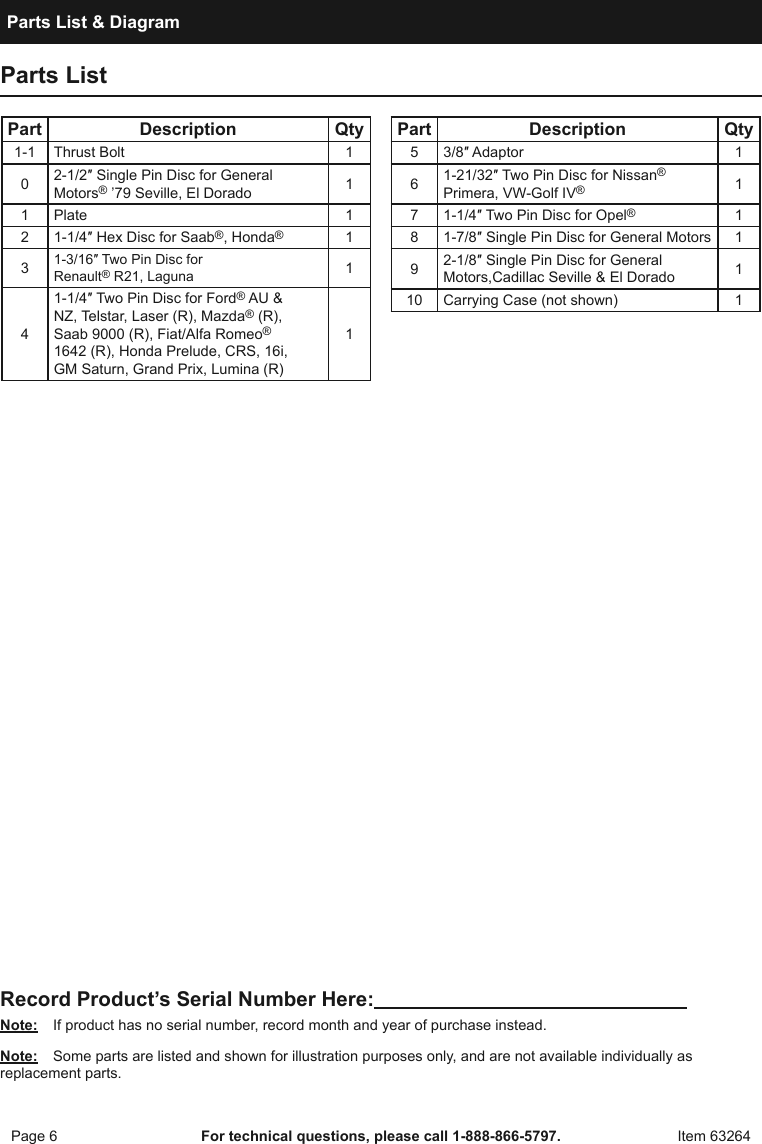 Page 6 of 8 - Manual For The 63264 Disc Brake Pad And Caliper Service Tool Kit 11 Pc