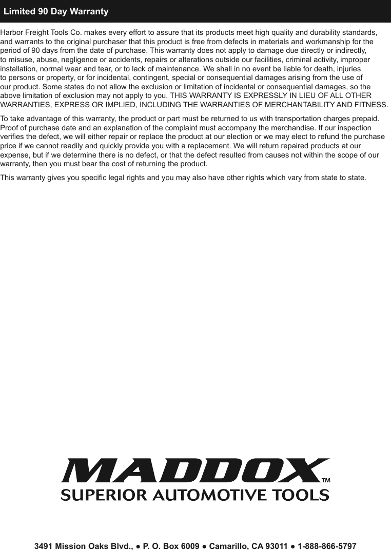 Page 8 of 8 - Manual For The 63264 Disc Brake Pad And Caliper Service Tool Kit 11 Pc