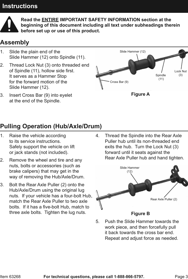 Page 3 of 8 - Manual For The 63268 Heavy Duty  Hammer And Puller Set 16 Pc