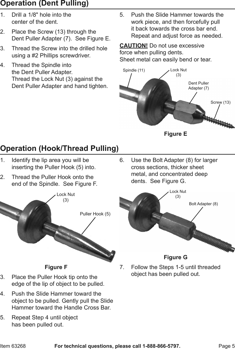 Page 5 of 8 - Manual For The 63268 Heavy Duty  Hammer And Puller Set 16 Pc