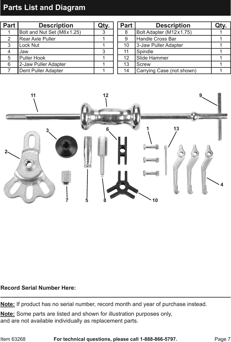 Page 7 of 8 - Manual For The 63268 Heavy Duty  Hammer And Puller Set 16 Pc