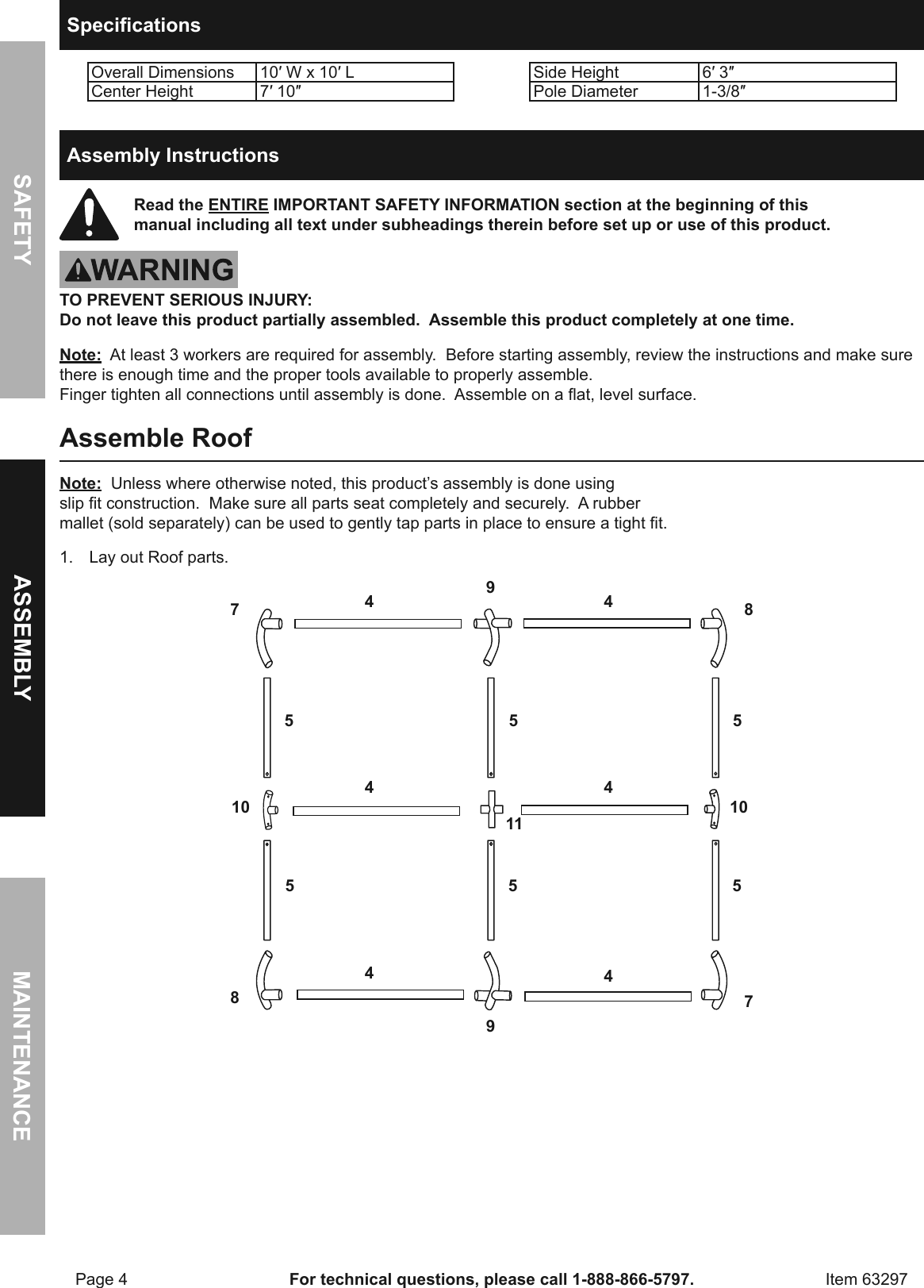 Page 4 of 12 - Manual For The 63297 10 Ft. X Portable Shed