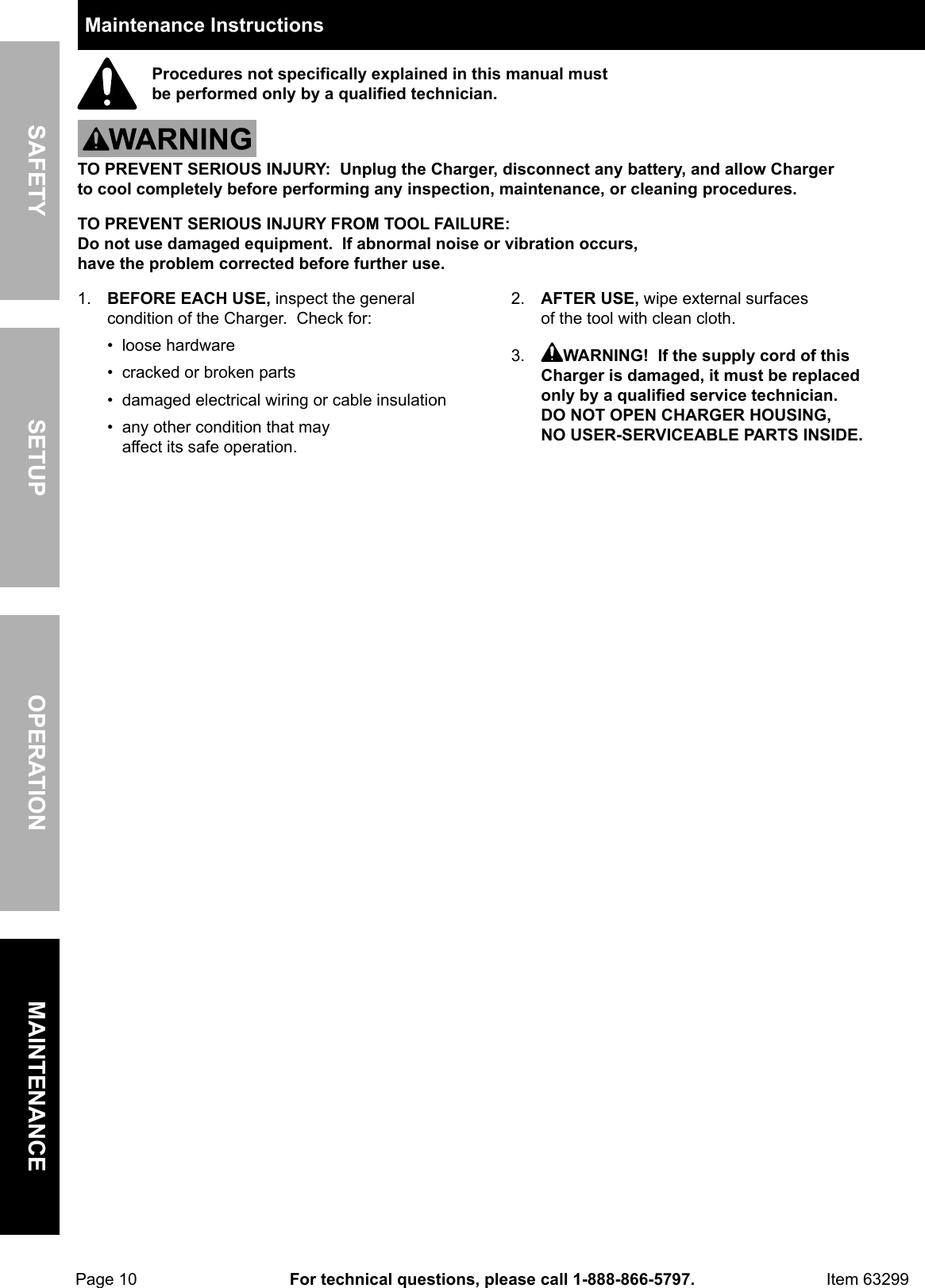 Page 10 of 12 - Manual For The 63299 2/8/15 Amp 6/12V Fully Automatic Microprocessor Controlled Battery Charger