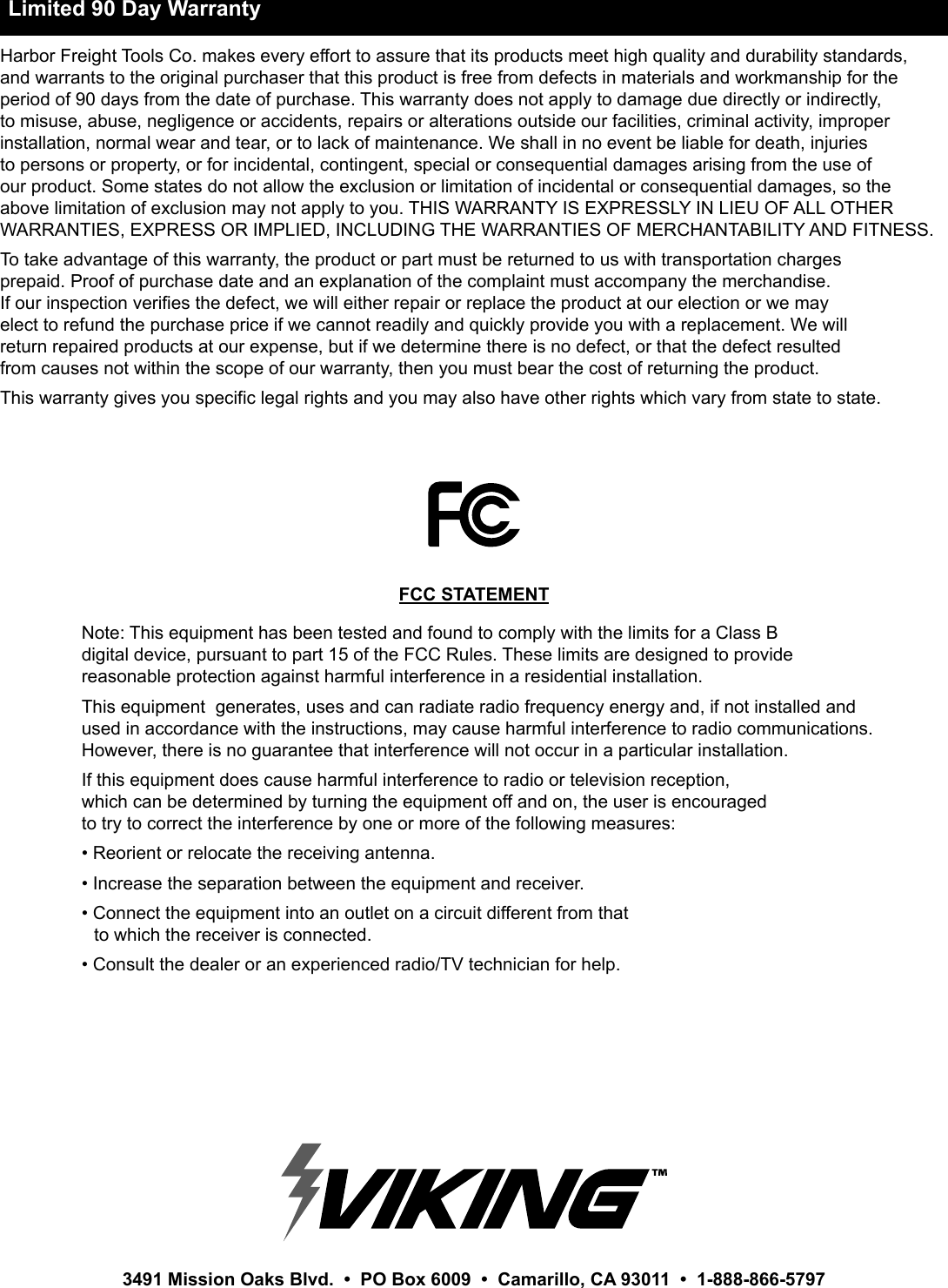 Page 12 of 12 - Manual For The 63299 2/8/15 Amp 6/12V Fully Automatic Microprocessor Controlled Battery Charger