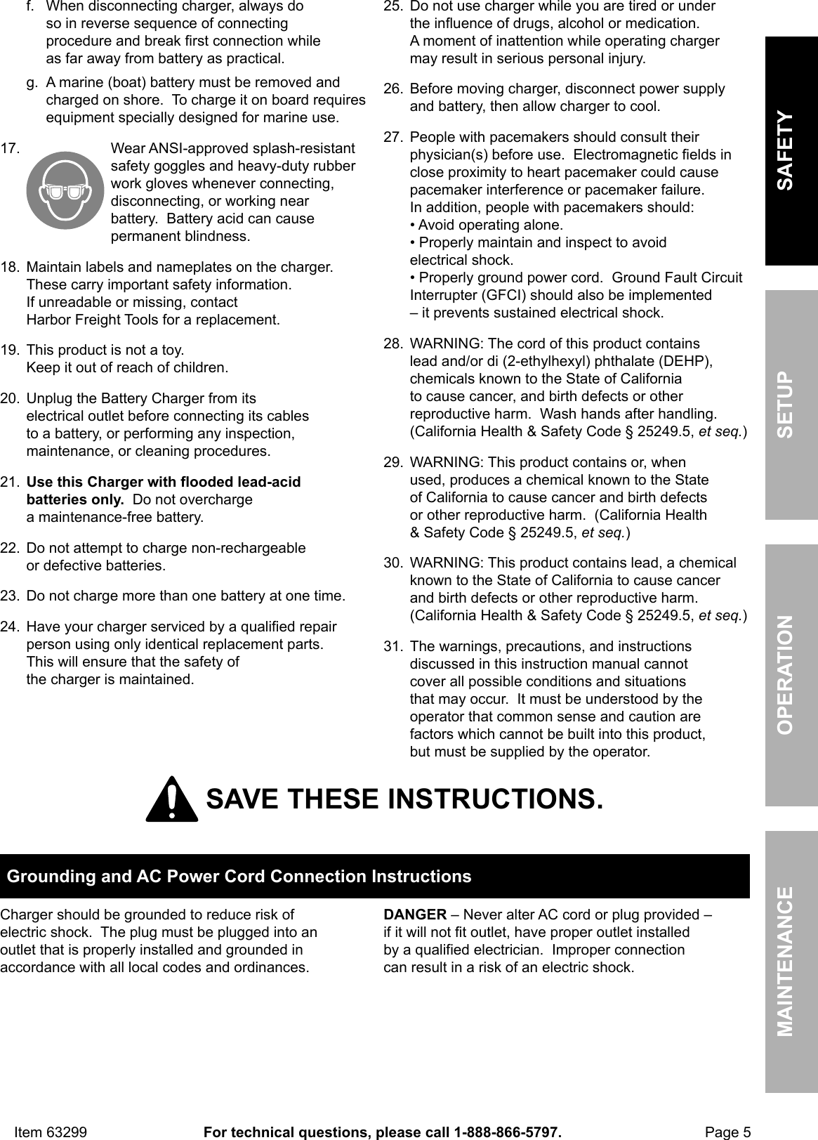 Page 5 of 12 - Manual For The 63299 2/8/15 Amp 6/12V Fully Automatic Microprocessor Controlled Battery Charger