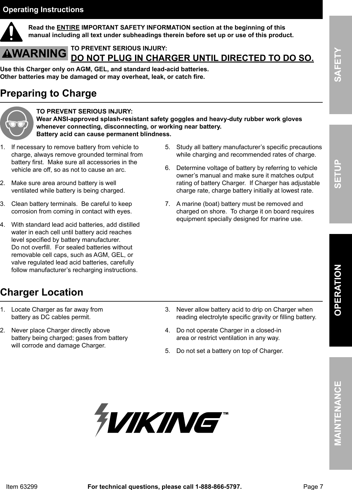 Page 7 of 12 - Manual For The 63299 2/8/15 Amp 6/12V Fully Automatic Microprocessor Controlled Battery Charger