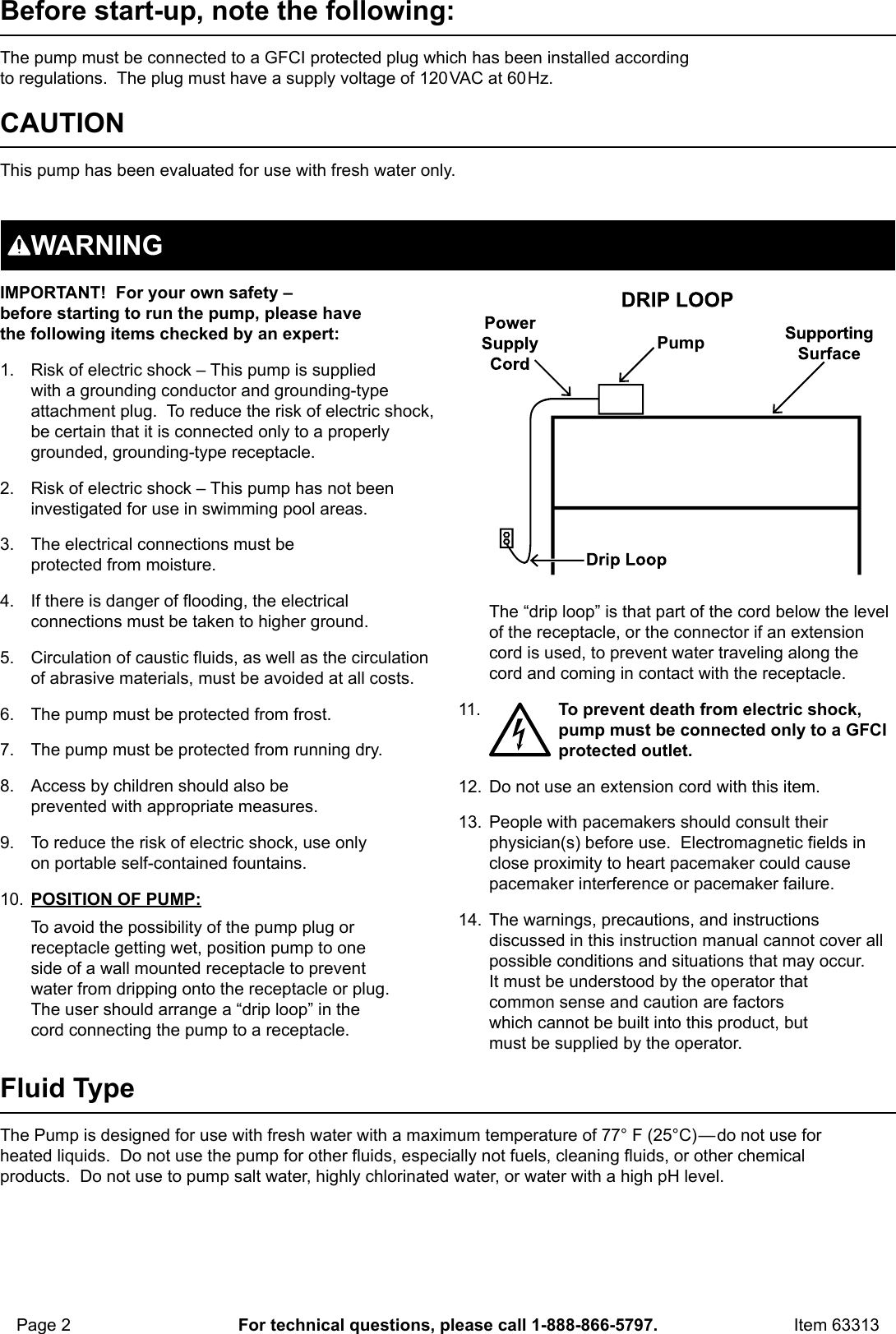 Page 2 of 8 - Manual For The 63313 264 GPH Submersible Pond Pump