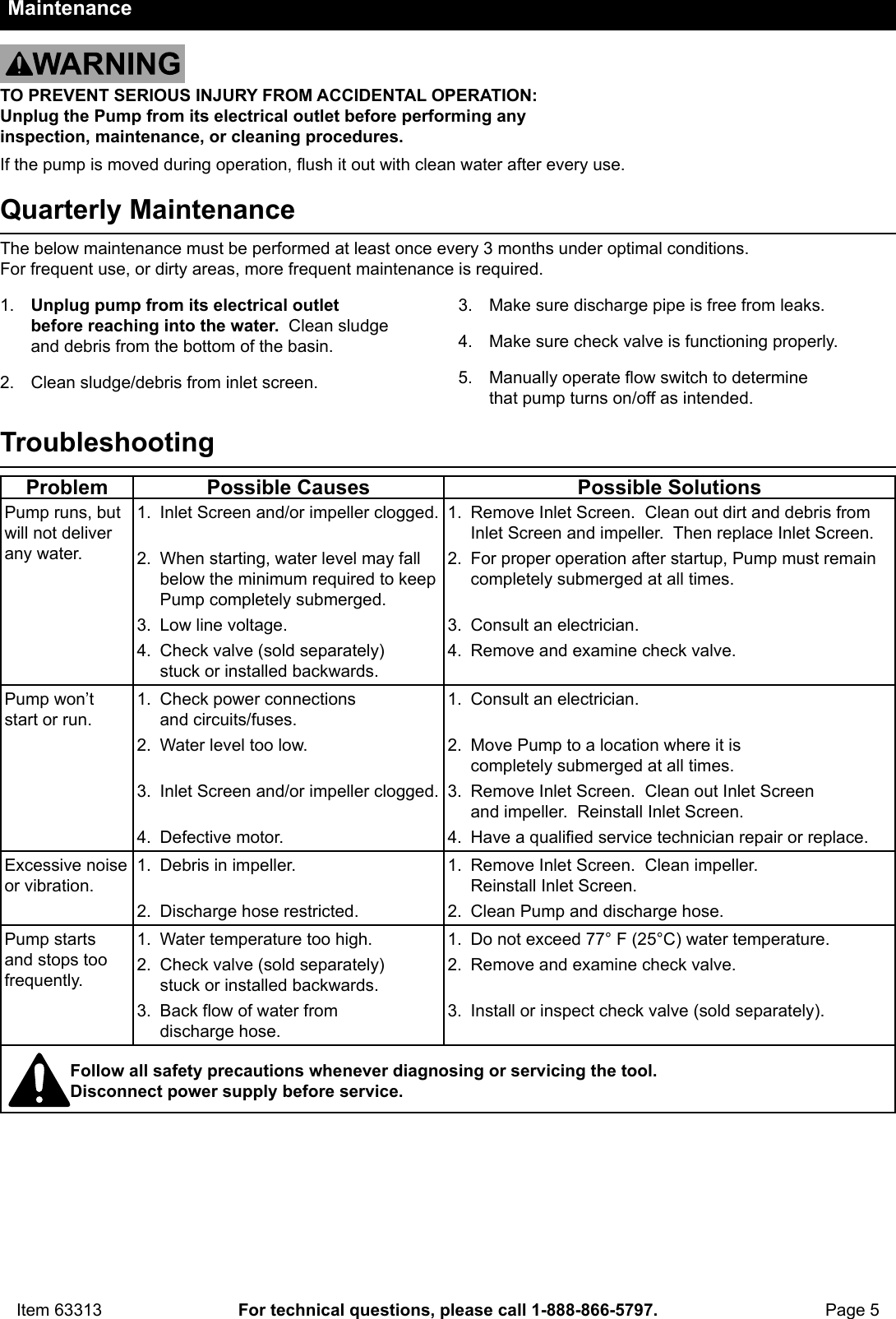 Page 5 of 8 - Manual For The 63313 264 GPH Submersible Pond Pump