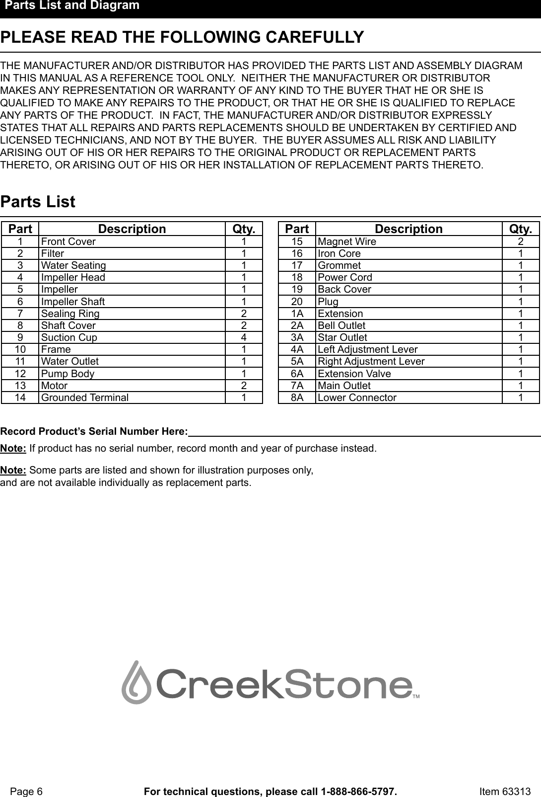 Page 6 of 8 - Manual For The 63313 264 GPH Submersible Pond Pump