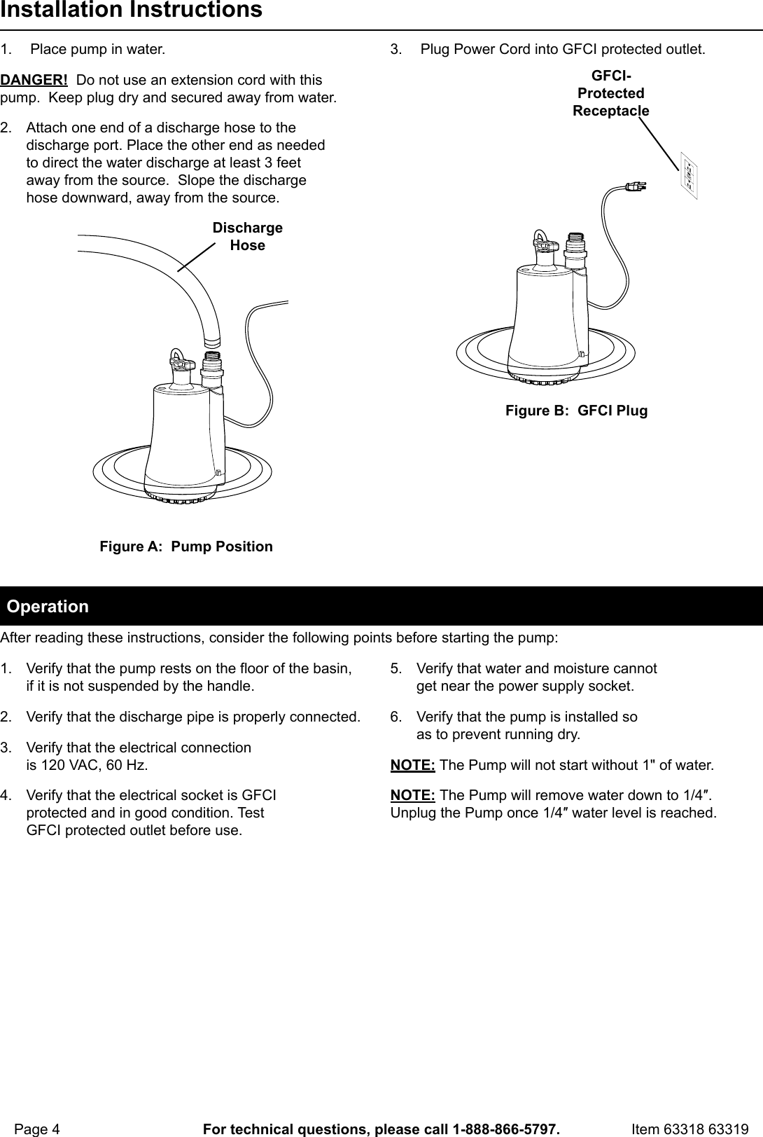 Page 4 of 8 - Manual For The 63319 1/6 HP Submersible Utility Pump 1600 GPH