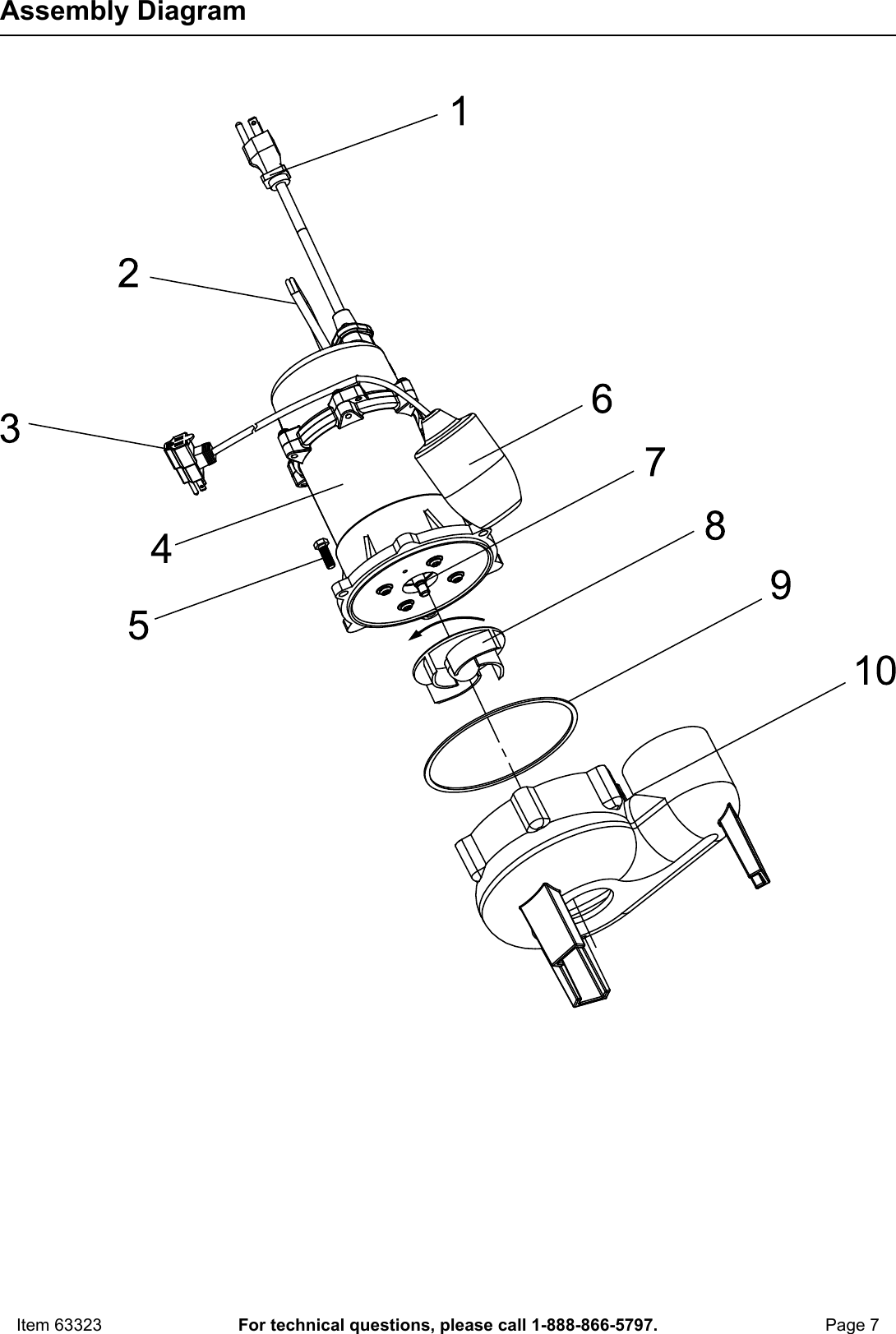 Page 7 of 8 - Manual For The 63323 1/2 HP Submersible Sewage Pump With Tether Switch