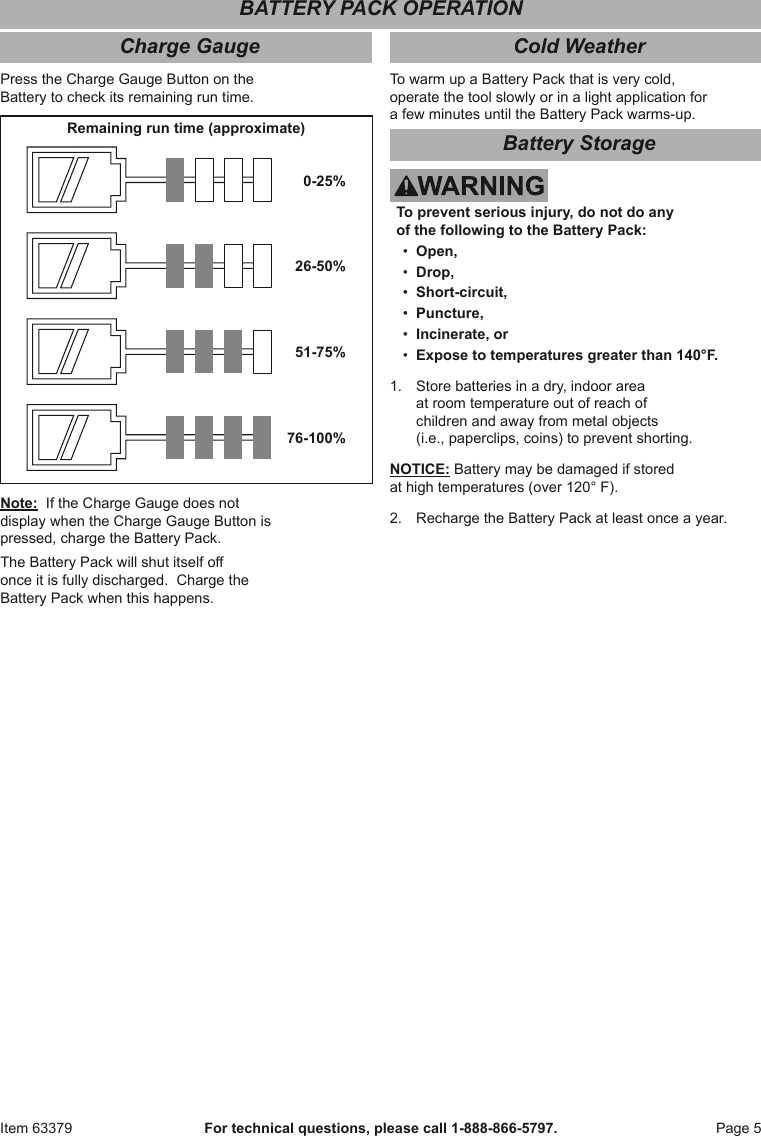 Page 5 of 8 - Manual For The 63379 20V/12V Hercules Multi Voltage Lithium-Ion Charger