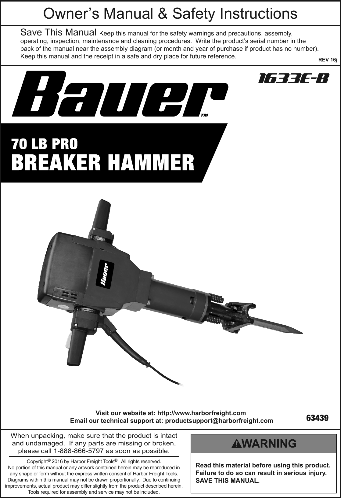 Manual For The 15 Amp 70 Lb Pro Breaker Hammer