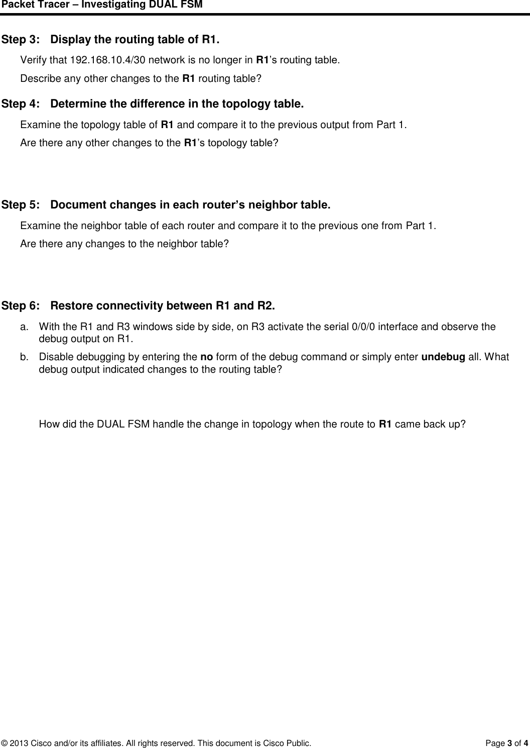 Page 3 of 4 - 6.3.4.4 Packet Tracer - Investigating DUAL FSM Instructions