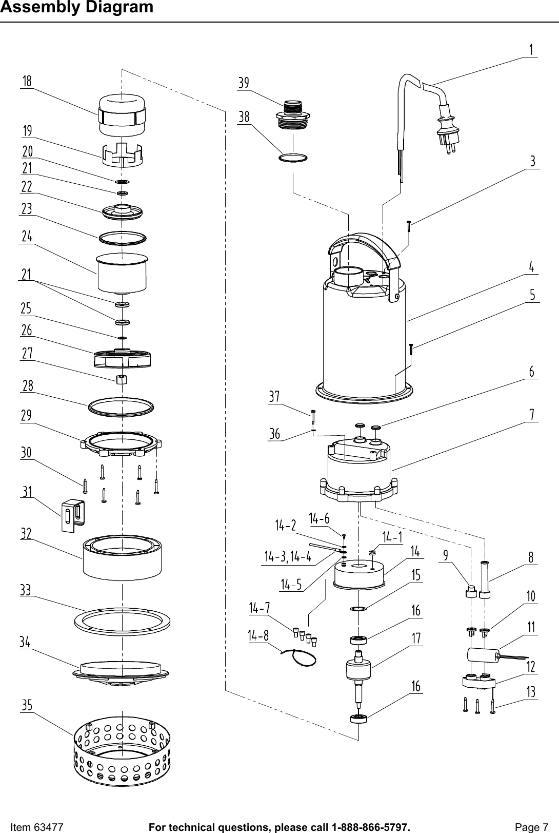 Manual For The 63477 3/4 HP Submersible Utility Pump Stainless Steel