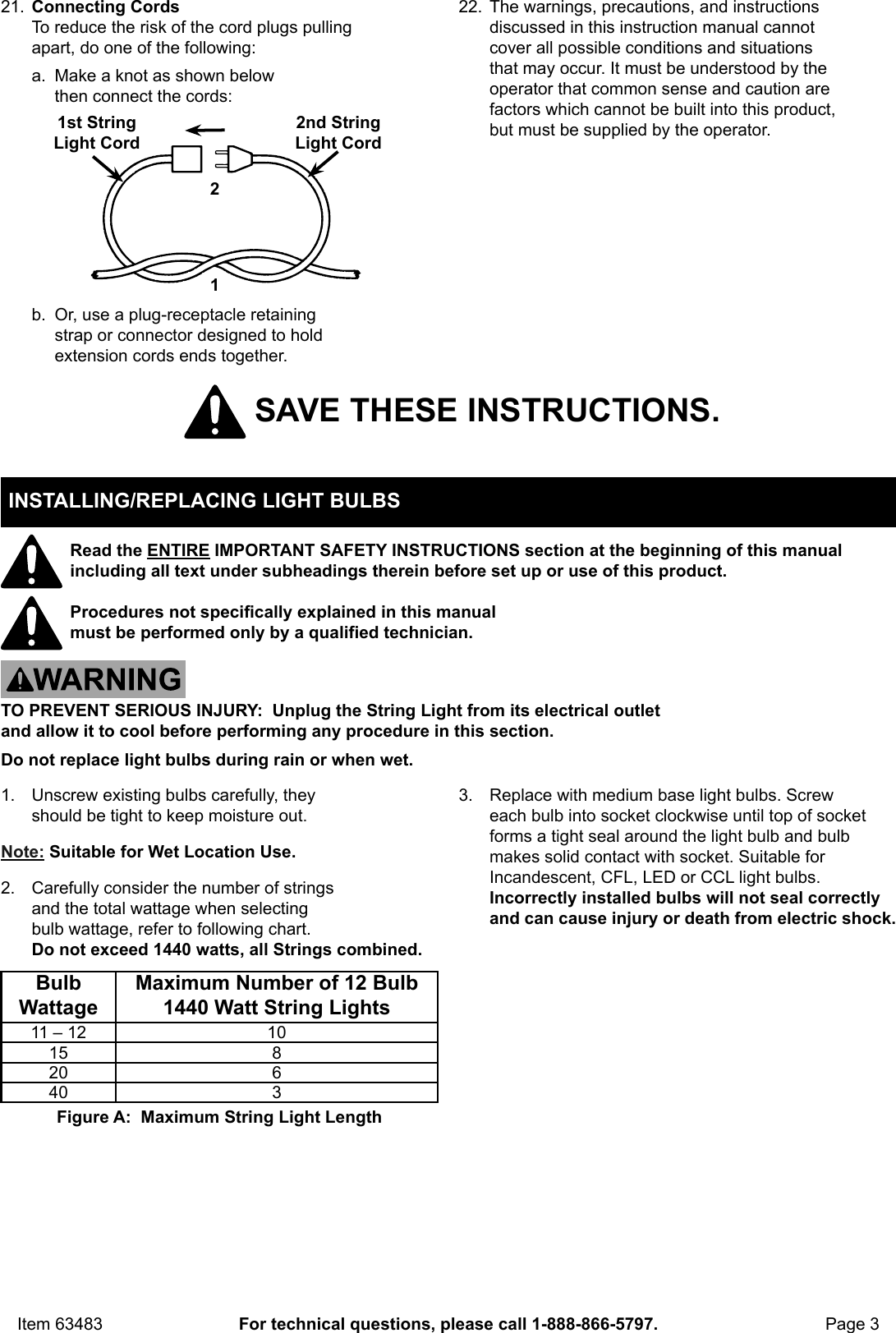Page 3 of 4 - Manual For The 63483 24 Ft. 12 Bulb Outdoor String Lights