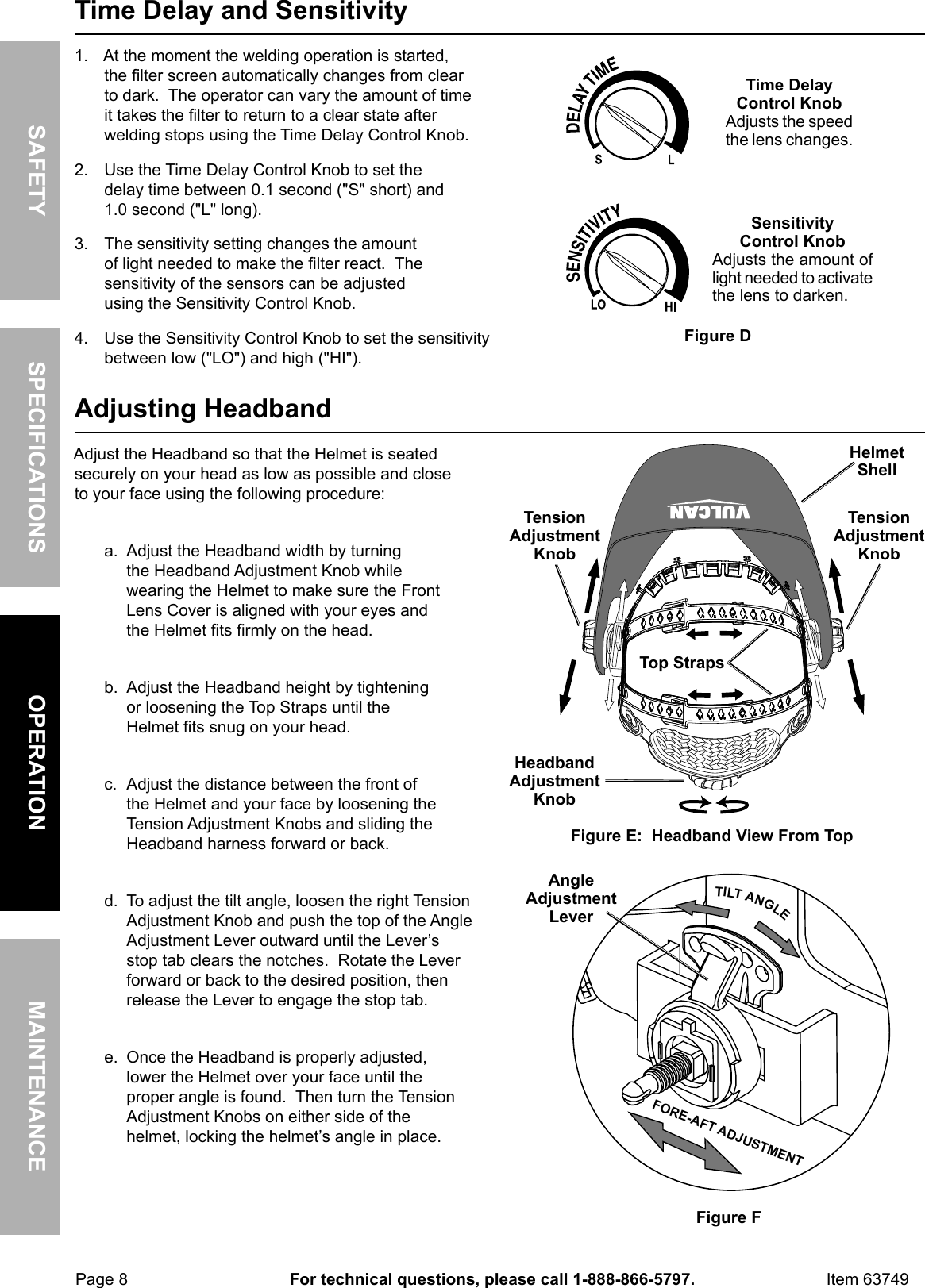 Page 8 of 12 - Manual For The 63749 Arc Safe™ Auto Darkening Welding Helmet