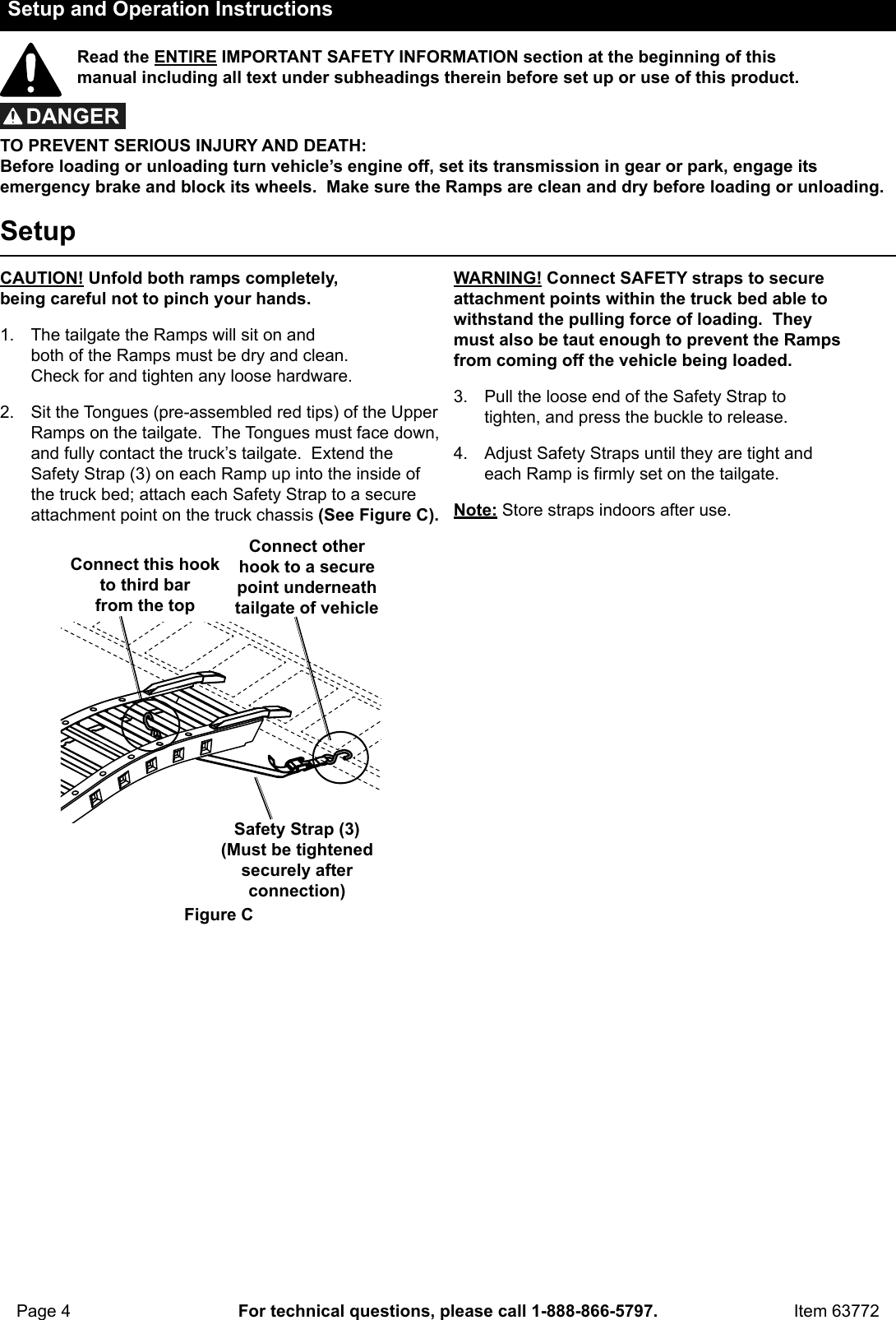 Page 4 of 8 - Manual For The 63772 1400 Lbs. Capacity 12 In. X 84 Folding Arched Aluminum/Steel Loading Ramps, Set Of Two