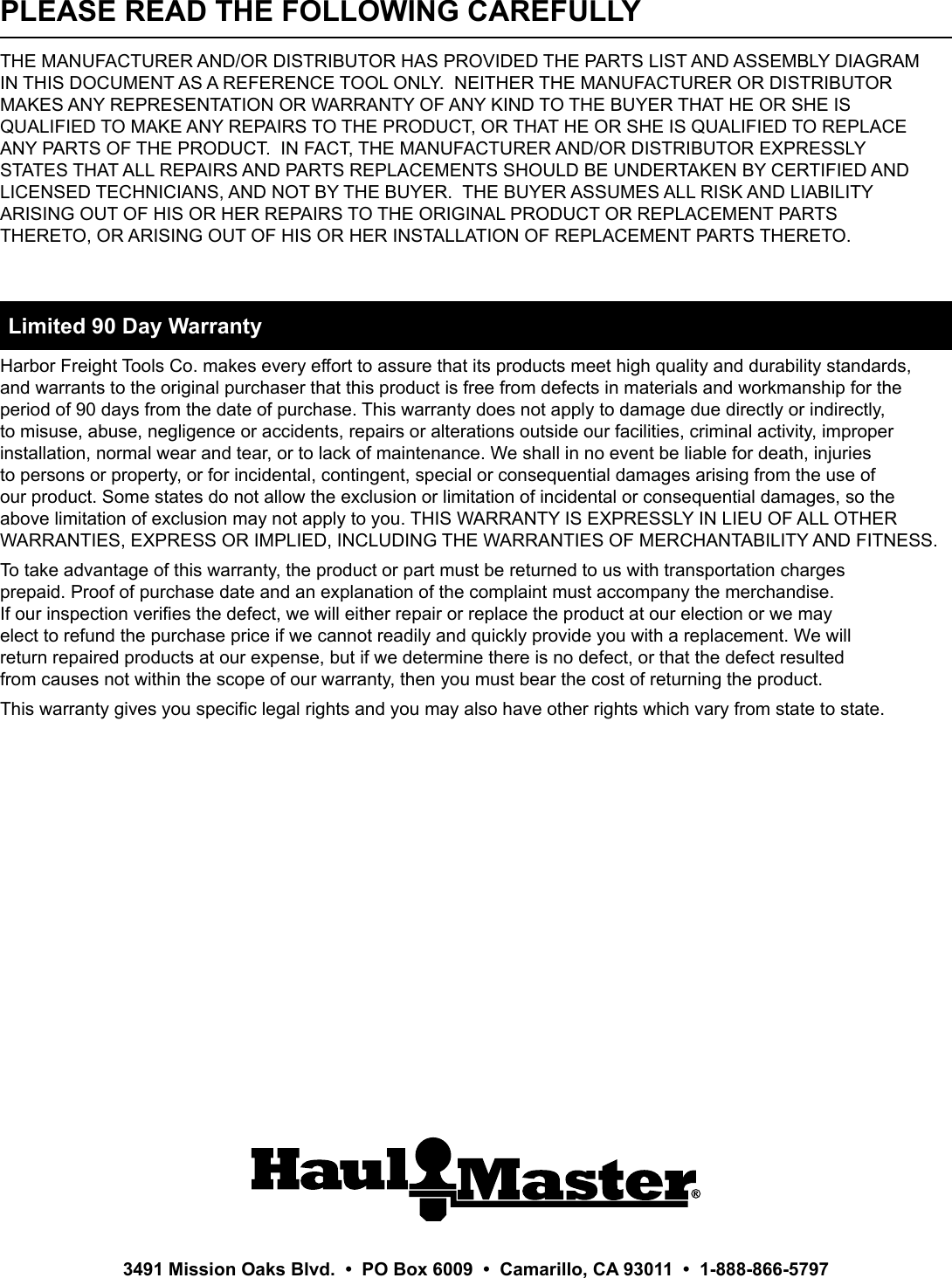 Page 8 of 8 - Manual For The 63772 1400 Lbs. Capacity 12 In. X 84 Folding Arched Aluminum/Steel Loading Ramps, Set Of Two