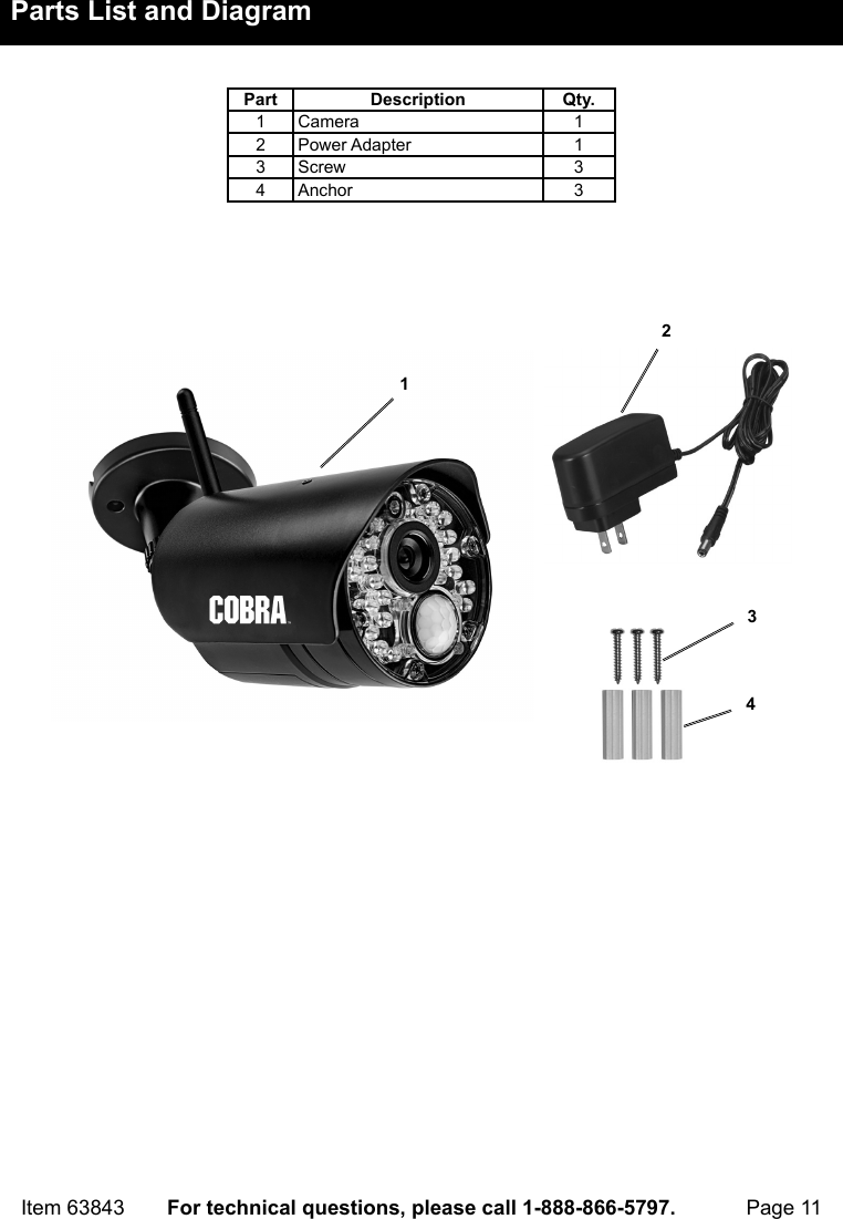 Page 11 of 12 - Manual For The 63843 Wireless Color Surveillance Camera With Night Vision