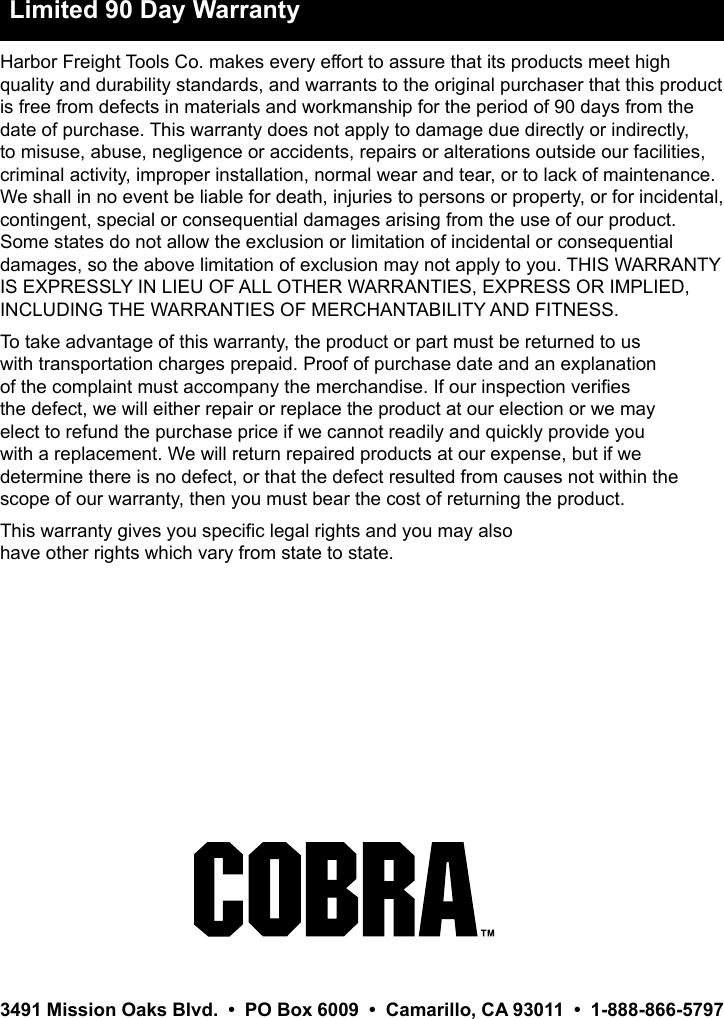 Page 12 of 12 - Manual For The 63843 Wireless Color Surveillance Camera With Night Vision