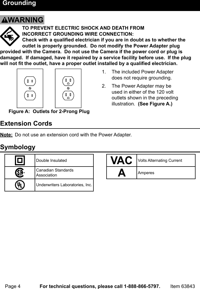 Page 4 of 12 - Manual For The 63843 Wireless Color Surveillance Camera With Night Vision