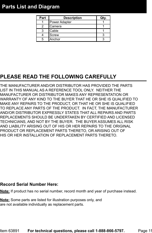 Page 11 of 12 - Manual For The 63891 HD Color Surveillance DVR Camera With Night Vision