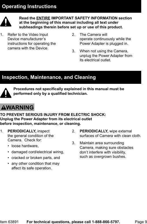 Page 9 of 12 - Manual For The 63891 HD Color Surveillance DVR Camera With Night Vision