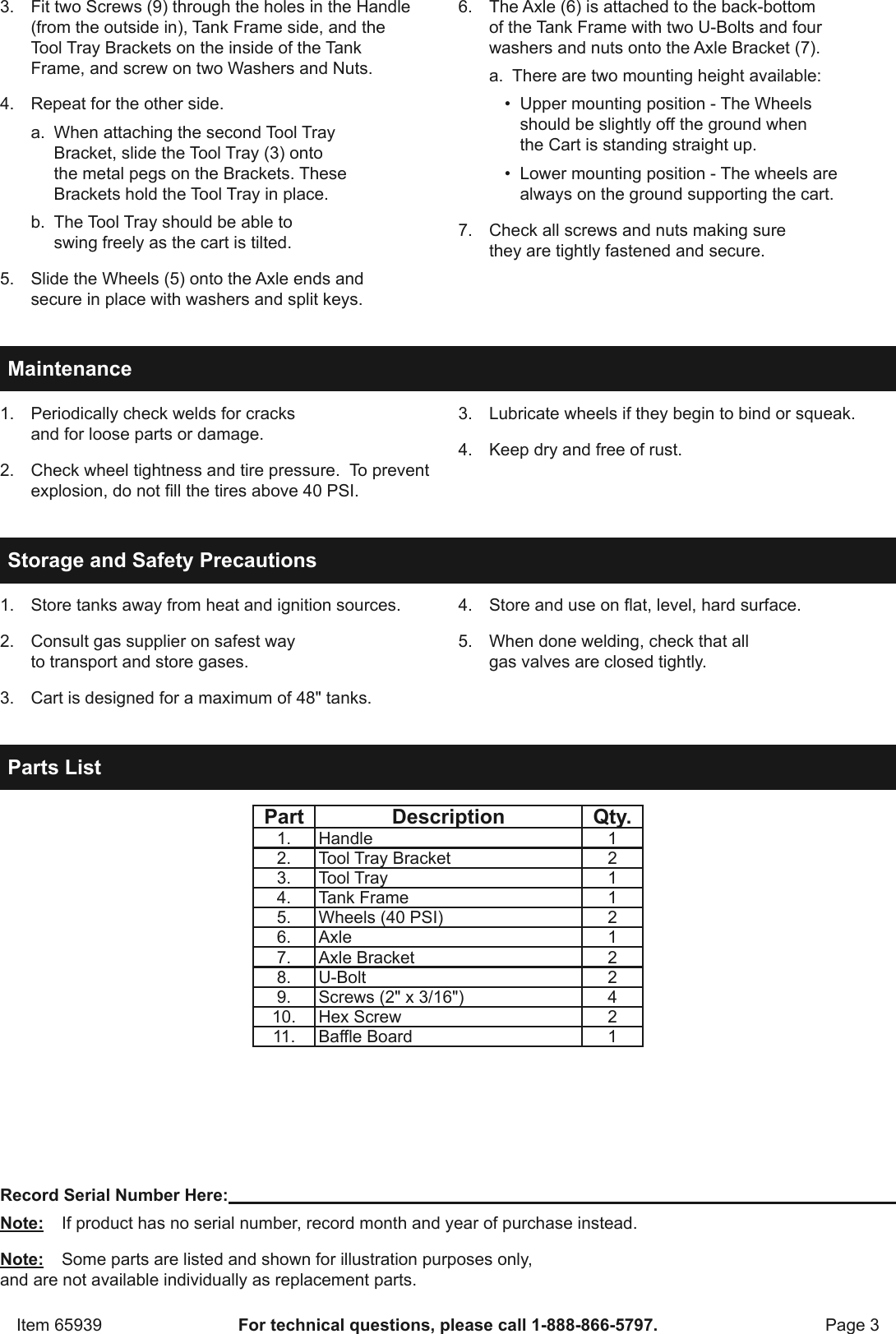Page 3 of 4 - Manual For The 65939 Welding Cart - Red