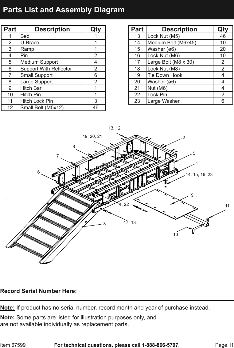 Page 11 of 12 - Manual For The 67599 500 Lb. Aluminum Mobility Wheelchair And Scooter Carrier
