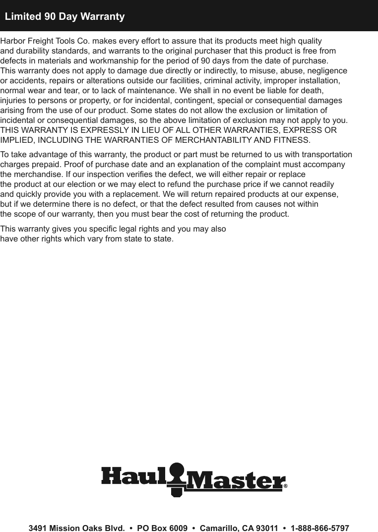 Page 12 of 12 - Manual For The 67599 500 Lb. Aluminum Mobility Wheelchair And Scooter Carrier