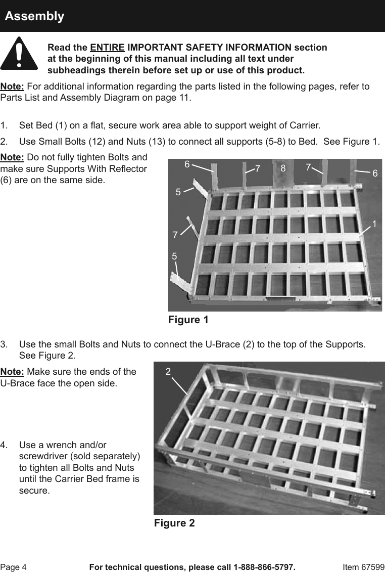 Page 4 of 12 - Manual For The 67599 500 Lb. Aluminum Mobility Wheelchair And Scooter Carrier