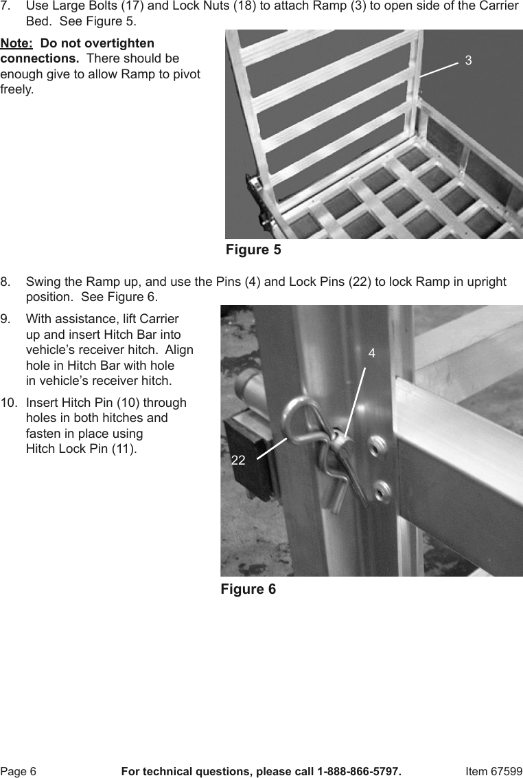 Page 6 of 12 - Manual For The 67599 500 Lb. Aluminum Mobility Wheelchair And Scooter Carrier
