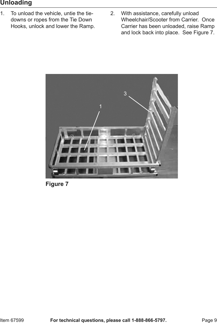 Page 9 of 12 - Manual For The 67599 500 Lb. Aluminum Mobility Wheelchair And Scooter Carrier