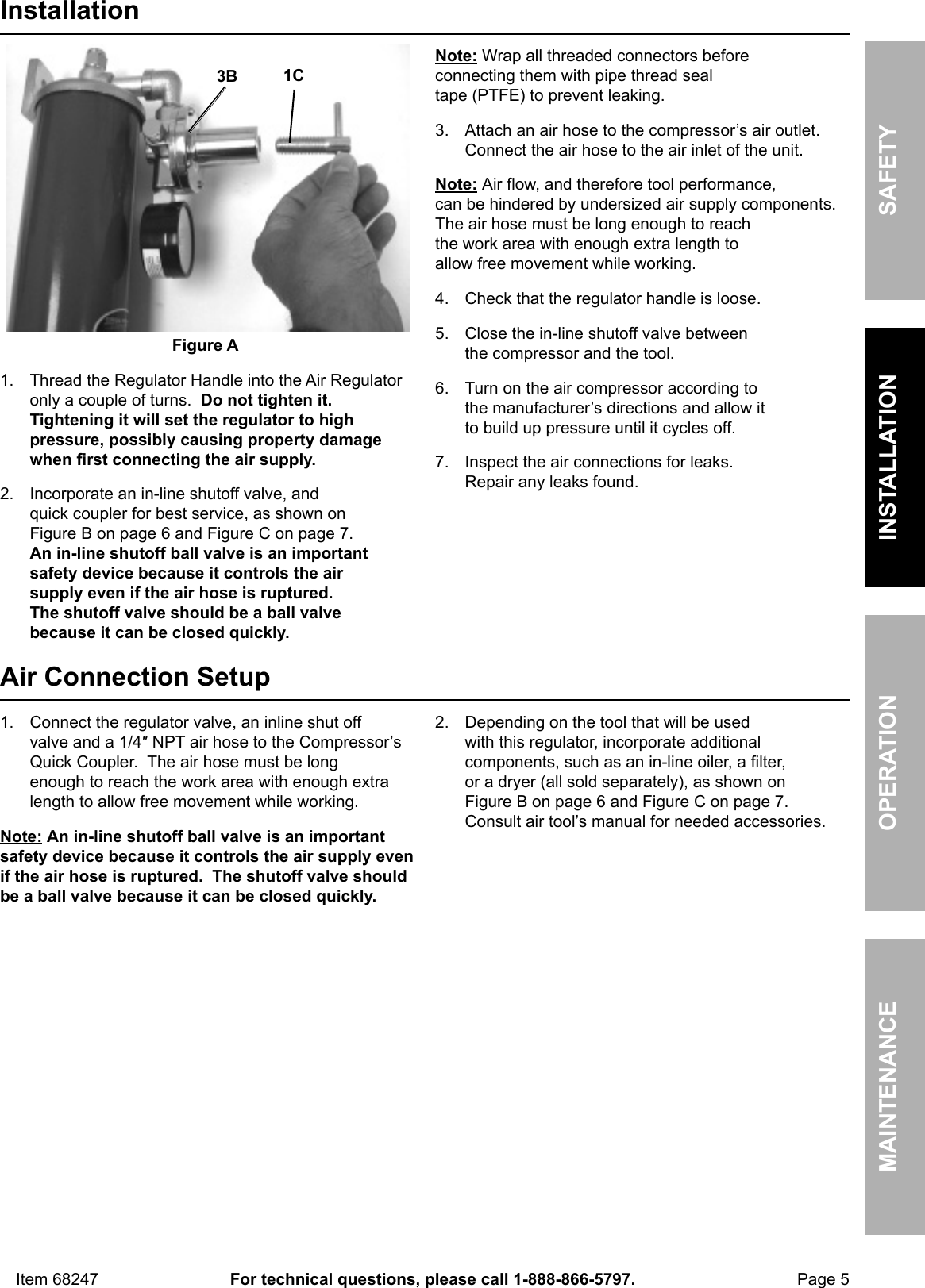 Page 5 of 12 - Manual For The 68247 Industrial Air Filter Regulator
