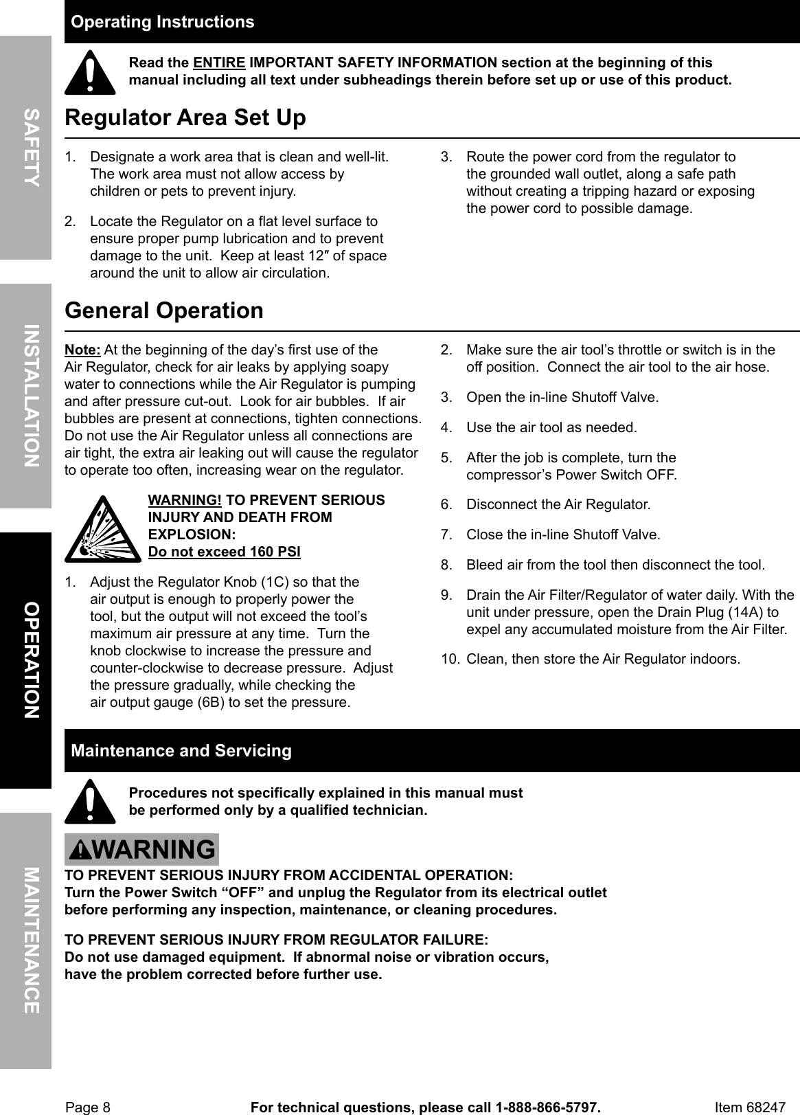 Page 8 of 12 - Manual For The 68247 Industrial Air Filter Regulator